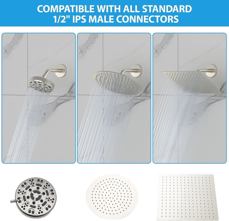 Lordear Shower Arm with Flange - 6 Inch Wall Mounted Angle Replacement Shower Arm Brushed Nickel 304 Stainless Steel Shower Head Arms - Image 3